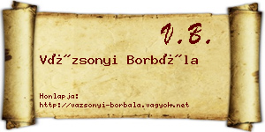 Vázsonyi Borbála névjegykártya